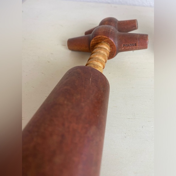 Vintage French Double Treen Wood Corkscrew, Turned Wood Tire Bouchon, Barware - Picture 6 of 7